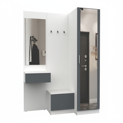 Набор мебели для прихожей "Марсель-155" МР 01-155 В2160 Ш1500 Г580 (ЛДСП Графит серый) Набор мебели для прихожей "Марсель-155" МР 01-155 В2160 Ш1500 Г580 (ЛДСП Графит серый)